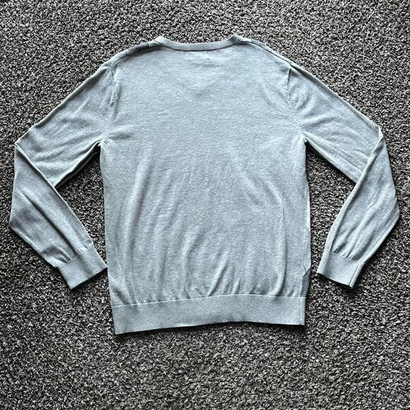 Banana Republic Sweater Mens Large Gray Argyle V Neck 100% Cotton Business Top - Picture 4 of 7